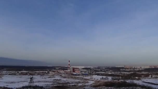 Čas Vypršel Spalovací Zařízení Znečišťuje Zimní Vzduch Večerní Čas — Stock video
