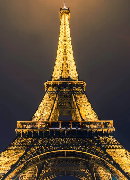 Europa París Septiembre 2017 Torre Eiffel Con Iluminación Nocturna — Foto de Stock