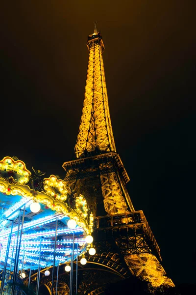 Europa París Septiembre 2017 Torre Eiffel Con Iluminación Nocturna — Foto de Stock