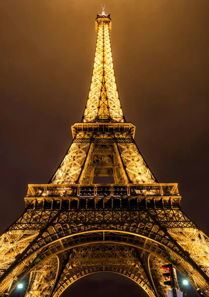 Europa Parigi Settembre 2017 Torre Eiffel Con Illuminazione Notturna — Foto Stock