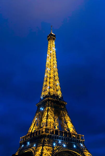 Europe Paris September 2017 Eiffel Tower Night Illumination — Stock Photo, Image