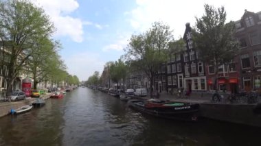 Amsterdam Kanalı ve Güneş Eylül 2017 Hollanda