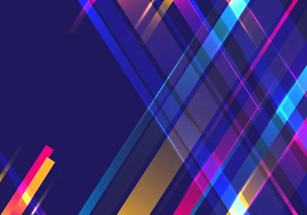 Abstrakte Bunte Diagonale Streifen Bewegungslicht Auf Blauem Hintergrund Vektorillustration — Stockvektor