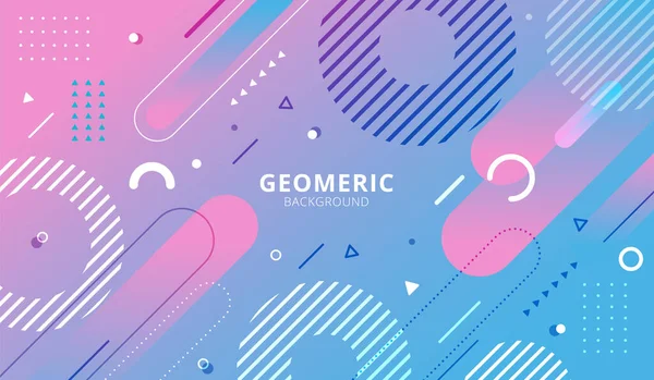 Abstraktní Pozadí Modré Růžové Gradient Geometrické Prvky Vzor Memphisu Retro — Stockový vektor