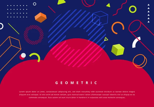 Résumé Fond Plat Design Éléments Géométriques Motif Style Rétro Illustration — Image vectorielle