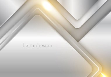 Soyut arka plan zarif 3D modern şablon beyaz gümüş kareler ve ışık efekti tarzı lüks. Vektör illüstrasyonu