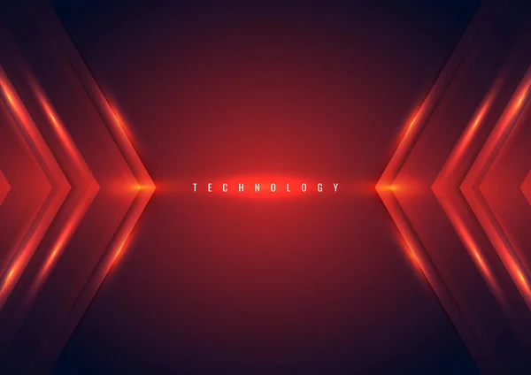 Concept Technologie Abstraite Flèche Rouge Effet Éclairage Triangle Sur Fond — Image vectorielle