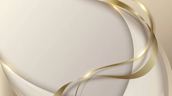 Modern Luxury Template Design White Light Brown Curved Shapes Golden — Διανυσματικό Αρχείο