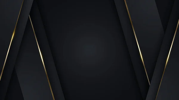 Modern Luxury Banner Template Design Black Diagonal Stripes Golden Lines — стоковый вектор