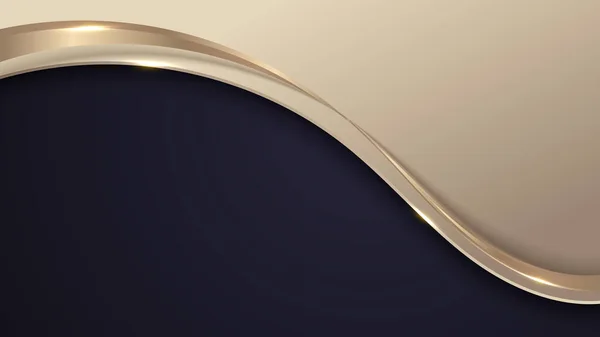 Elegant Modern Luxury Template Design Golden Wave Shape Gold Ribbon — Vetor de Stock