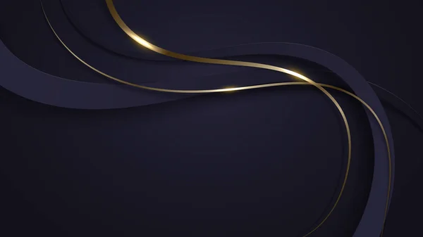 Abstract Luxury Purple Color Wave Lines Shiny Golden Curved Line — Vetor de Stock