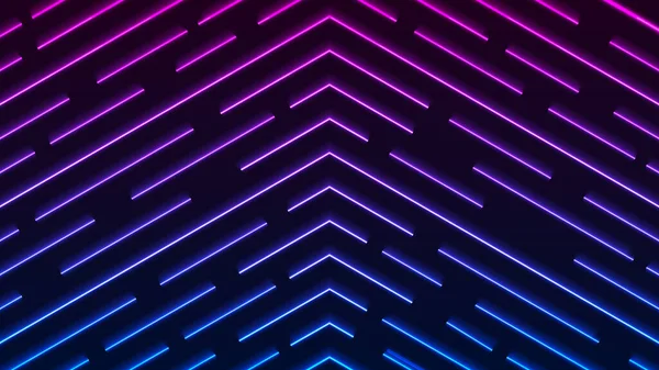 Abstrait Bleu Violet Motif Flèches Néon Éclairage Sur Fond Sombre — Image vectorielle