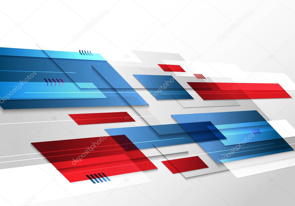 Abstract technology futuristic geometric blue and red color shiny motion background. Template with header and footer for brochure, print, ad, magazine, poster, website, magazine, leaflet, annual report. Vector corporate design