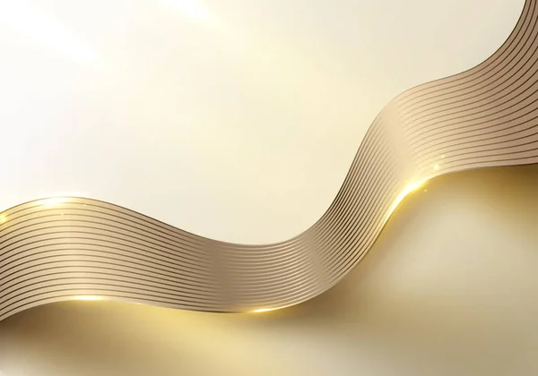 Abstrakte Elegante Goldene Wellenlinien Und Licht Funkeln Auf Einem Sauberen — Stockvektor