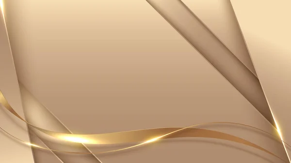 Abstract Background Elegant Golden Stripes Gold Ribbon Line Wave Elements — Stockvektor