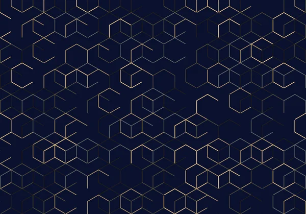 Abstract Hexagons Dimension Pattern Dark Blue Background Texture Geometric Lines — Stock Vector