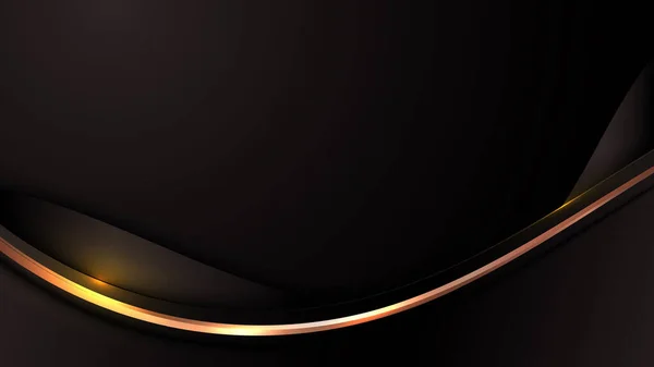 Abstract Luxury Black Color Wave Lines Shiny Golden Curved Line — Archivo Imágenes Vectoriales