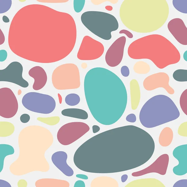 Abstract Organic Random Shapes Pebble Stone Pastel Color Seamless Pattern — Stock vektor