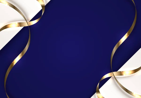 Сучасний Розкішний Шаблон Дизайну Білих Смуг Золотими Стрічками Фігурним Освітленням — стоковий вектор