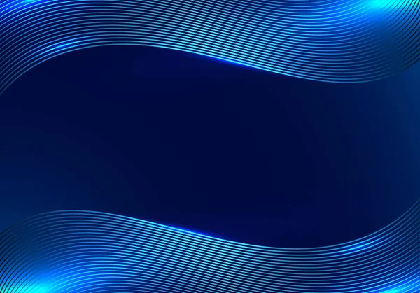 Современная Технология Концепция Абстрактного Шаблона Синих Волновых Линий Светящимся Освещением — стоковый вектор