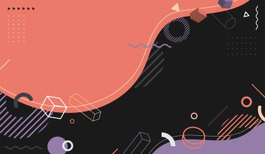 Soyut arka plan düz tasarım geometrik elementler model memphis retro tarzı. Vektör illüstrasyonu