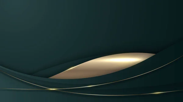 Abstract Luxury Green Color Wave Curve Lines Shiny Golden Curved — Archivo Imágenes Vectoriales