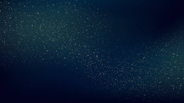 Abstract luxury golden glitter sparkles elements on dark blue background. Vector illustration