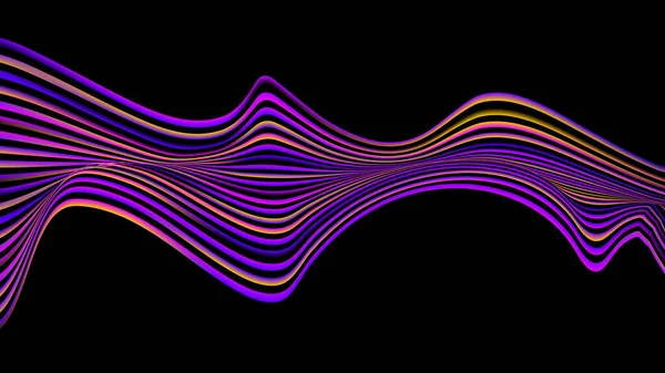 抽象的霓虹灯色光波线条艺术图案设计元素在黑色背景上 矢量说明 — 图库矢量图片