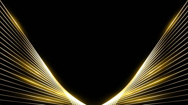 Абстрактні Шаблони Золотих Ліній Крила Прикраси Золотим Блиском Ефектом Освітлення — стоковий вектор