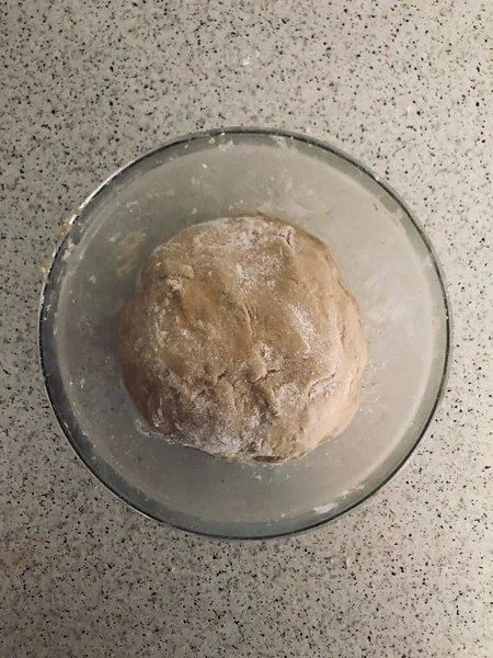 Top View Ball Dough Proofing Glass Bowl — Stock Photo, Image