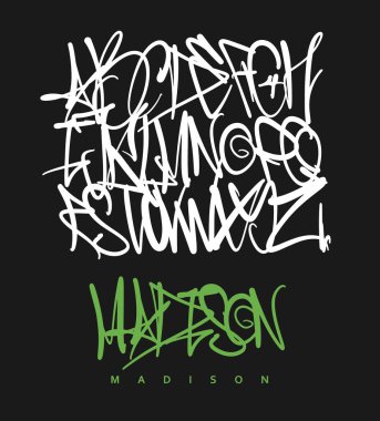 Street Graffiti Etiket Yazı Tipi, el yazısı Tipografi vektörü çizimi.