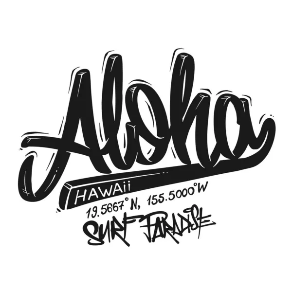Projekt druku koszulki Aloha Hawaii. Ilustracja wektora. — Wektor stockowy