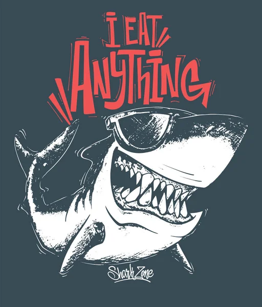 Desenho Impressão Surf Shirt Tubarão Ilustração Vetorial —  Vetores de Stock