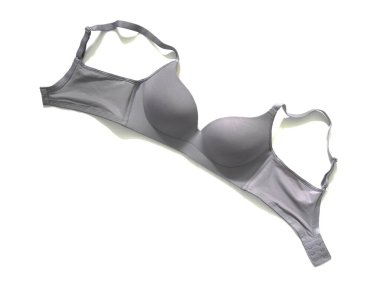 Beyaz arkaplanda izole edilmiş gri sütyen