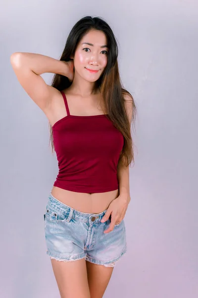 Asiatische Frauen Sexy Auf Weißem Hintergrund — Stockfoto