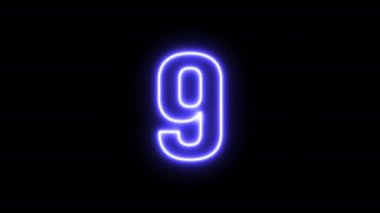 Siyah arkaplanda 10 'dan 0' a kadar neon ışığı paraziti.