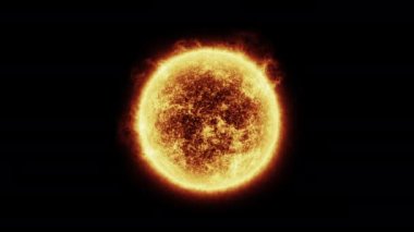 Güneş Güneş atmosferi siyah arkaplanda izole edilmiştir. 3B Hazırlama 4k