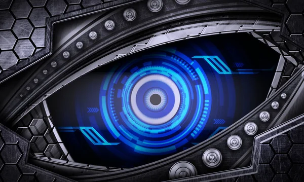 Abstract Robot Eye Iron Fantastic Future Background — 图库照片