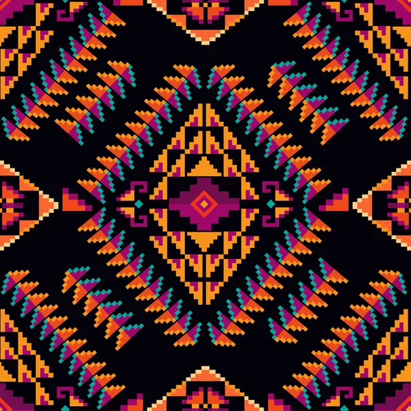 Colorido Impresionante Impresión Geométrica Tribal Boho Mexicana Abstracto Azteca Sin — Vector de stock