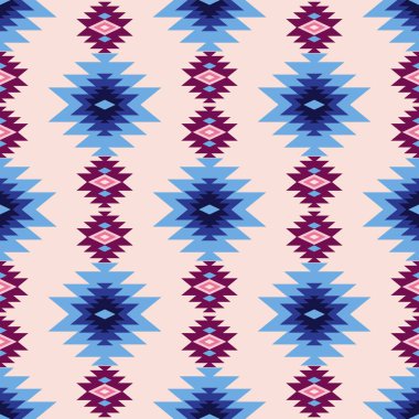 Renkli muhteşem kabile boho Meksika geometrik baskısı. Soyut dikişsiz Aztek, Maya, Latin desenli. Etnik hipster kökenli Hintli, Asya kökenli. Vektör düz resimleme. 