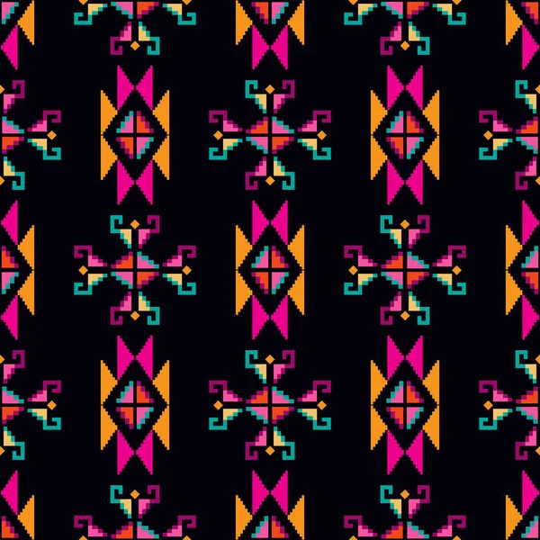 Impressões Geométricas Tribais Impressionantes Coloridas Boho Mexicano Abstrato Sem Costura — Vetor de Stock