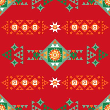 Mutlu Noeller, kusursuz yeni yıl. Tatil, kış, İskandinav arka planında klasik geyik, ağaç, top, kar tanesi, geometrik şekiller. Vektör düz resimleme