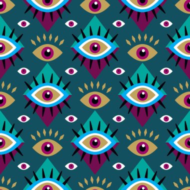 Farklı şekiller, büyü, büyücülük, okült semboller, renkli çizgiler. Tenten tasarımı kumaş, kağıt, tekstil. Vektör Modern Mythic grafik arkaplan çizimi. 