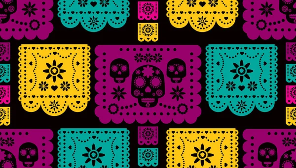 Día Los Muertos Día Los Muertos Patrón Festivo Sin Costuras — Archivo Imágenes Vectoriales