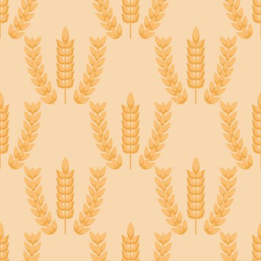 Buğday Kulağı Simgeleri, kusursuz desen, mısır gevreği skeci. Organik buğday, tarımsal ekmek ve doğal yiyecek, Malt Birası baskısı. Sonbahar hasat tasarımı Vektör düz illüstrasyon
