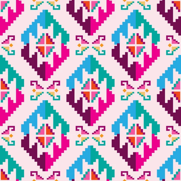 Красочный Удивительный Племенной Бохо Мексиканский Геометрический Отпечаток Абстрактный Бесшовный Ацтекский — стоковый вектор