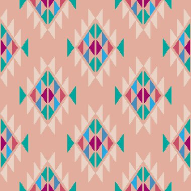 Renkli muhteşem kabile boho Meksika geometrik baskısı. Soyut dikişsiz Aztek, Maya deseni. Etnik hipster kökenli Hintli Latin kökenli. Vektör düz resimleme. 