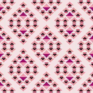 Renkli muhteşem kabile boho Meksika geometrik baskısı. Soyut dikişsiz Aztek, Maya, Latin desenli. Etnik hipster kökenli Hintli, Asya kökenli. Vektör düz resimleme. 