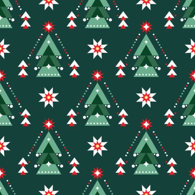 Mutlu Noeller. Ormanda geyiklerle kusursuz bir yeni yıl dilerim. Tatil kışı İskandinav arka planı klasik İskandinav geyiği, ağaç, top, kar tanesi, geometrik şekiller. Vektör düz resimleme