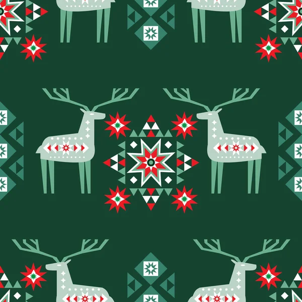 Feliz Navidad Feliz Año Nuevo Patrón Sin Costuras Con Ciervos — Archivo Imágenes Vectoriales
